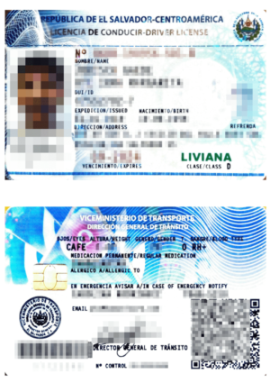 La imagen muestra una licencia de conducir de El Salvador para la traducción al alemán.