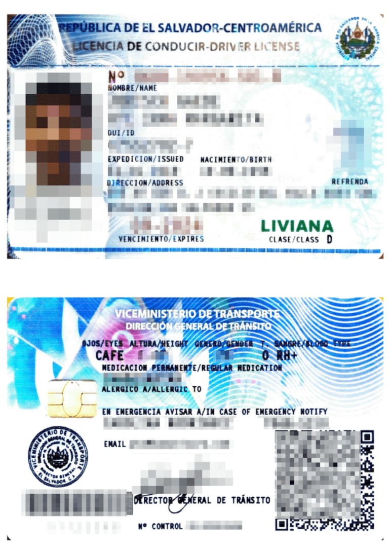Das Bild zeugt einen Führerschein aus El Salvador für die beglaubigte Übersetzung ins Deutsche mit Klassifikation der Fahrerlaubnisklasse.