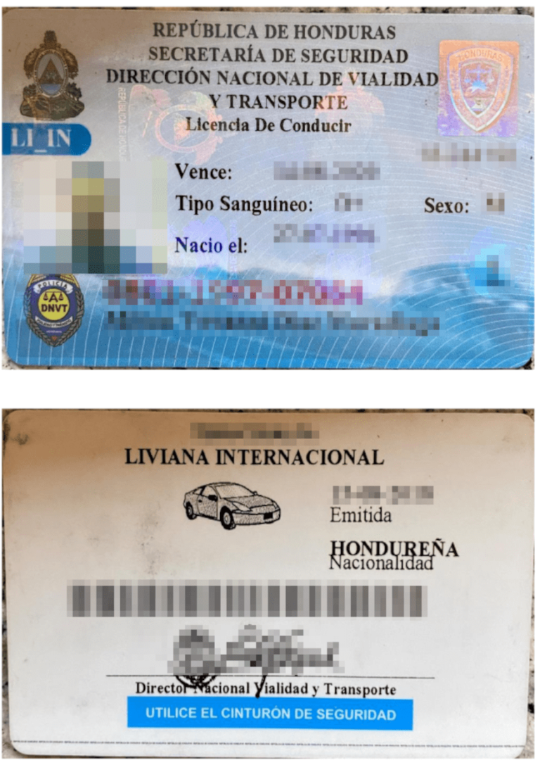 Das Bild zeugt einen Führerschein aus Honduras für die beglaubigte Übersetzung ins Deutsche mit Klassifikation der Fahrerlaubnisklasse.