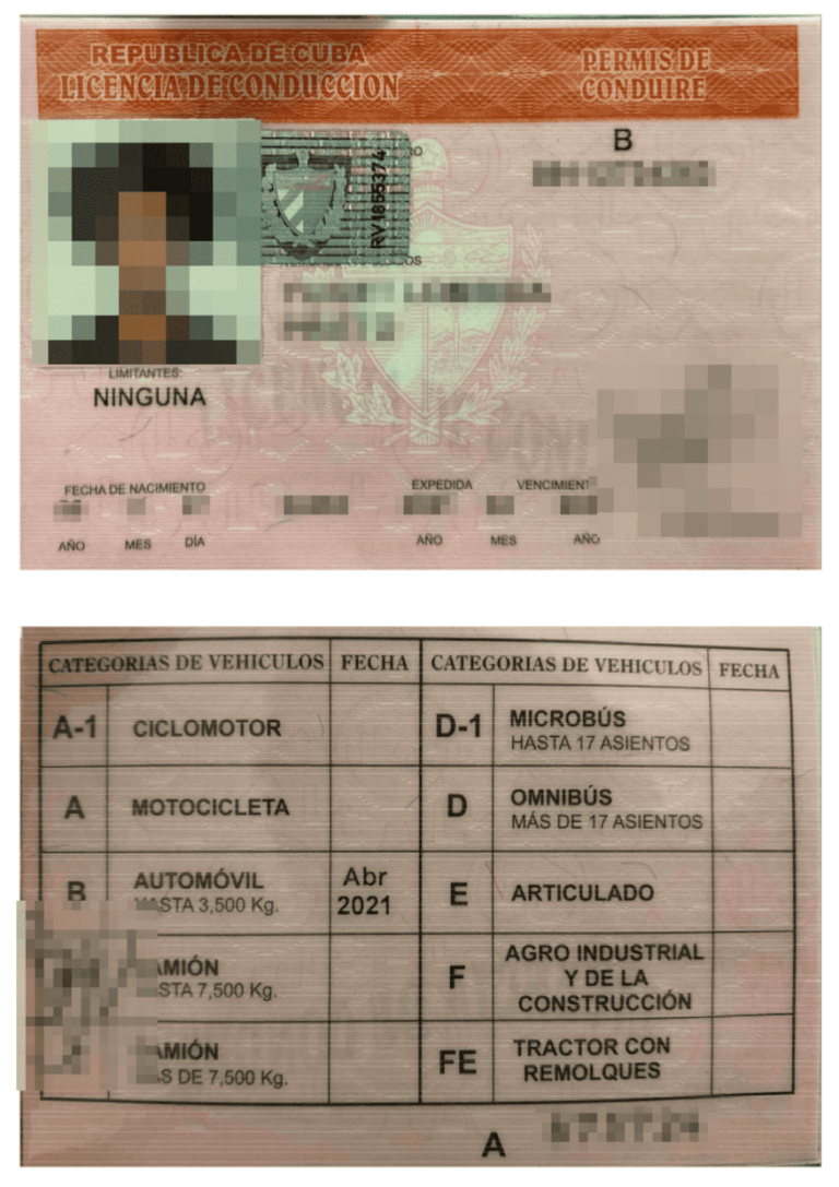 Das Bild zeigt einen kubanischen Führerschein für die beglaubigte Übersetzung.