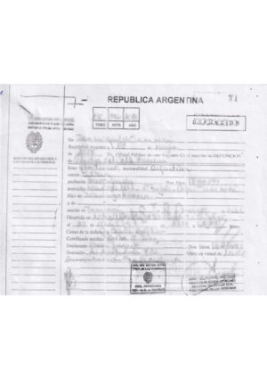 Traducción jurada del acta de defunción de Argentina al alemán.