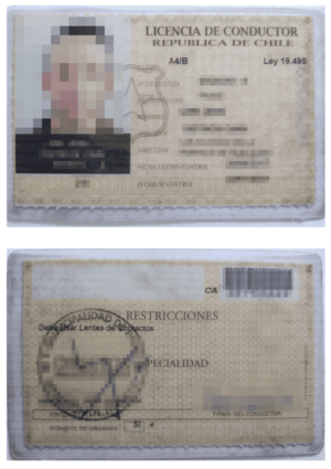 Das Bild zeugt einen Führerschein aus Chile für die beglaubigte Übersetzung ins Deutsche mit Klassifikation der Fahrerlaubnisklasse.