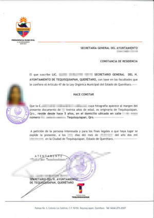 The picture shows a registration certificate from Mexico for the certified translation.