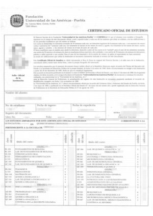 La imagen muestra un certificado de notas universitario mexicano para su traducción oficial al alemán.