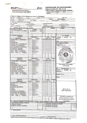 El imagen muestra una certificación de notas de Venezuela para la traducción jurada al alemán.