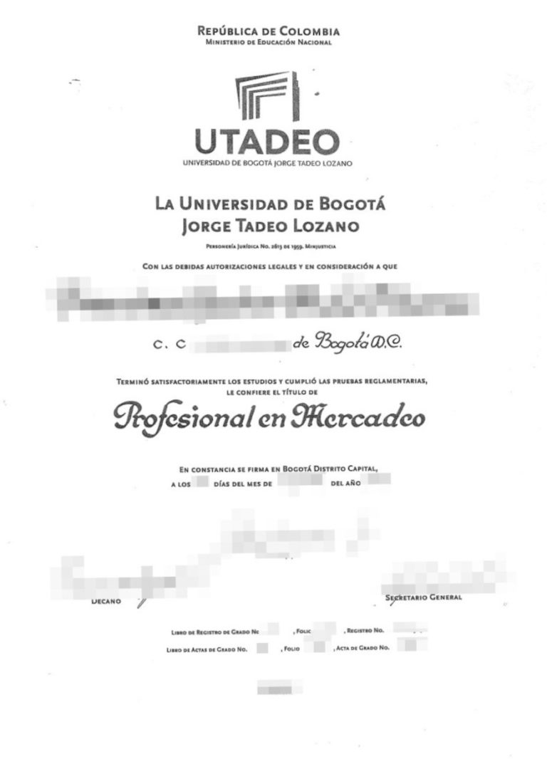 Das Bild zeigt ein Hochschulabschluss-Zeugnis aus Kolumbien für die beglaubigte Übersetzung.
