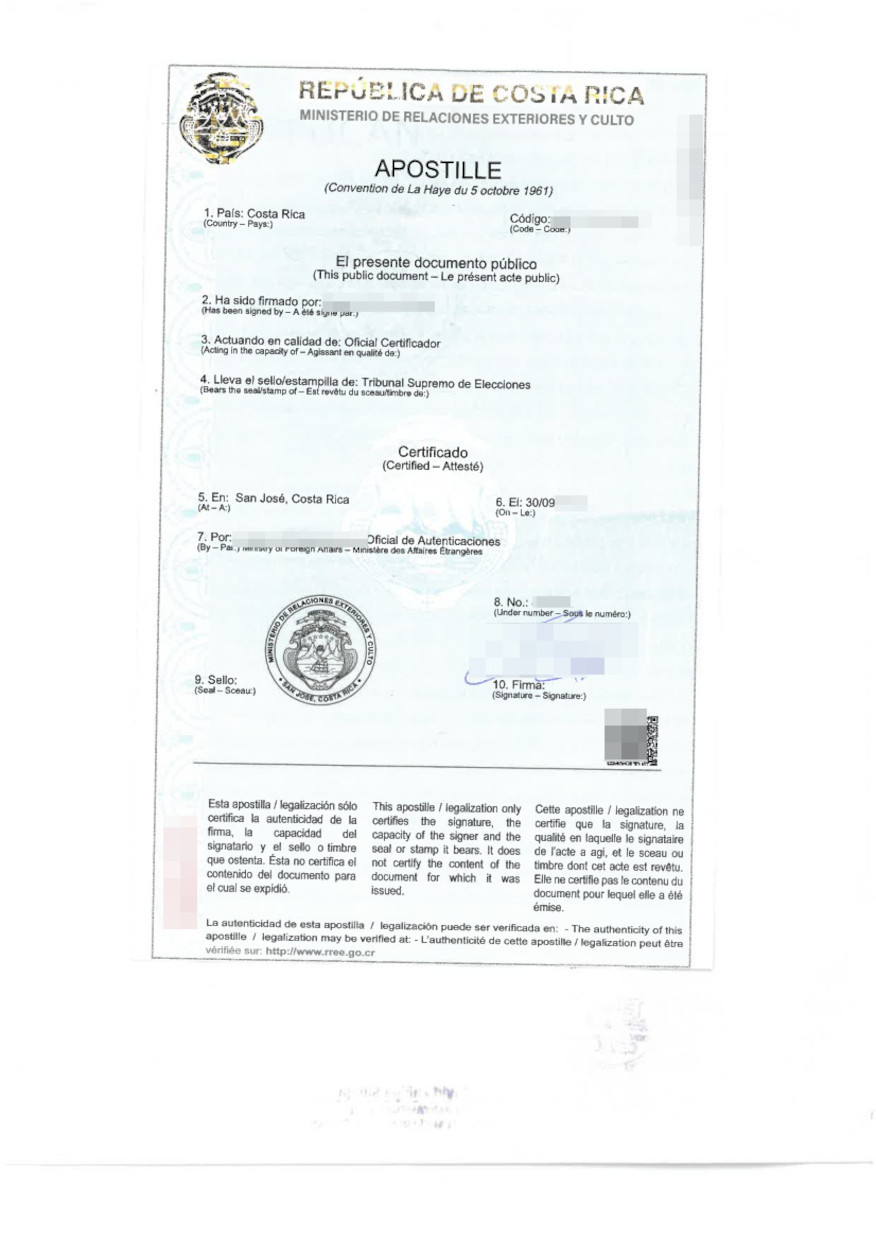 Costa Rica Apostille uebersetzungen.kaufen