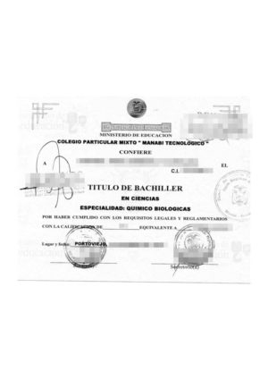 La imagen muestra un certificado de fin de estudios de Ecuador para la traducción jurada al alemán.
