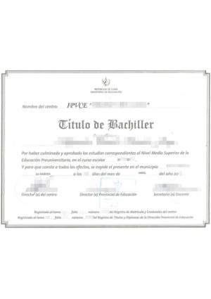 La imagen muestra el título del Bachiller de la República de Cuba para la traducción jurada al alemán.