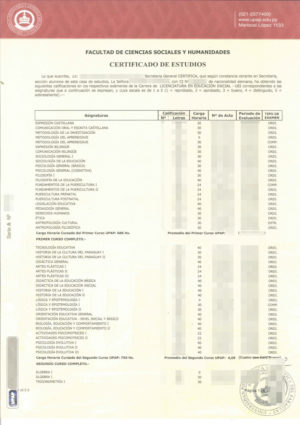 La imagen muestra un certificado de estudios de Paraguay para su traducción oficial al alemán.