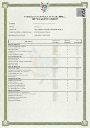 La imagen muestra un certificado de estudios de una Universidad peruana para su traducción oficial al alemán.