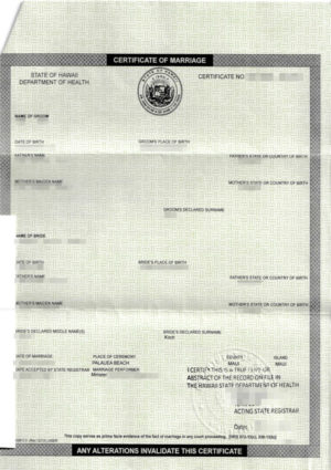 Das Bild zeigt eine Heiratsurkunde aus den USA für die beglaubigte Übersetzung Englisch-Deutsch.