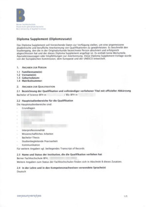 Suiza Diploma Supplement