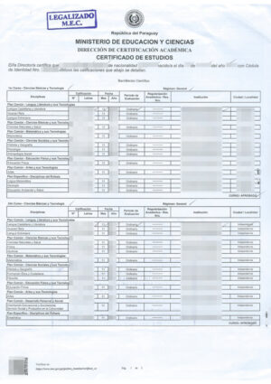 Paraguay Certificación de Estudios