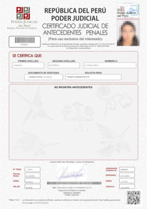 Perú Certificado de Antecedentes Penales